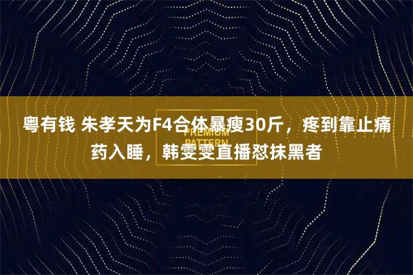 粤有钱 朱孝天为F4合体暴瘦30斤，疼到靠止痛药入睡，韩雯雯直播怼抹黑者